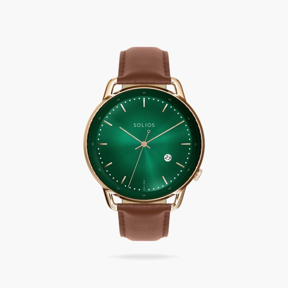 The Rainforest Curve | Green Dial - Rose Gold Case | Brown Vegan Leather