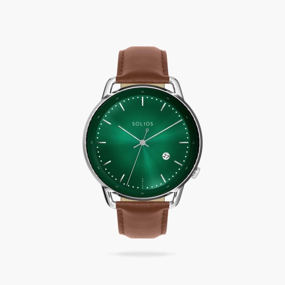 The Rainforest Curve | Green Dial - Silver Case | Brown Vegan Leather