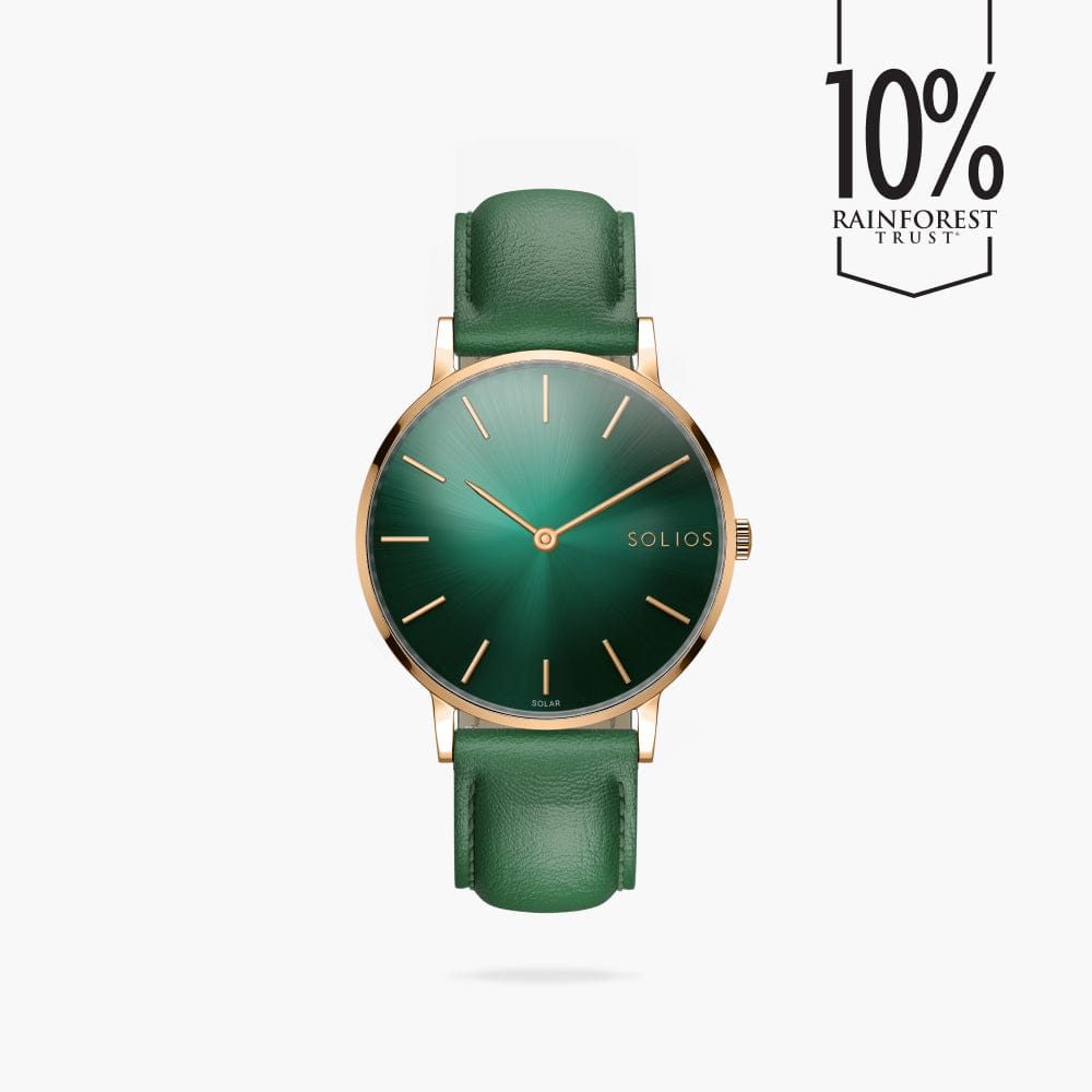 The Rainforest Classic | Green Dial - Rose Gold Case | Green Vegan Leather